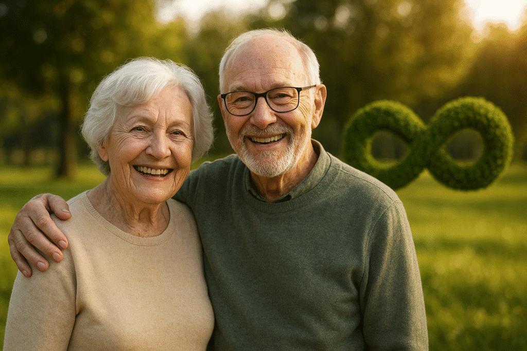 casal de idosos centenarios felizes e saudáveis