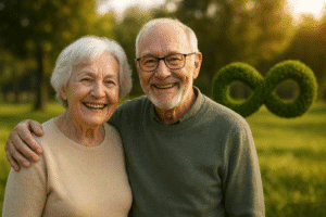 casal de idosos centenarios felizes e saudáveis